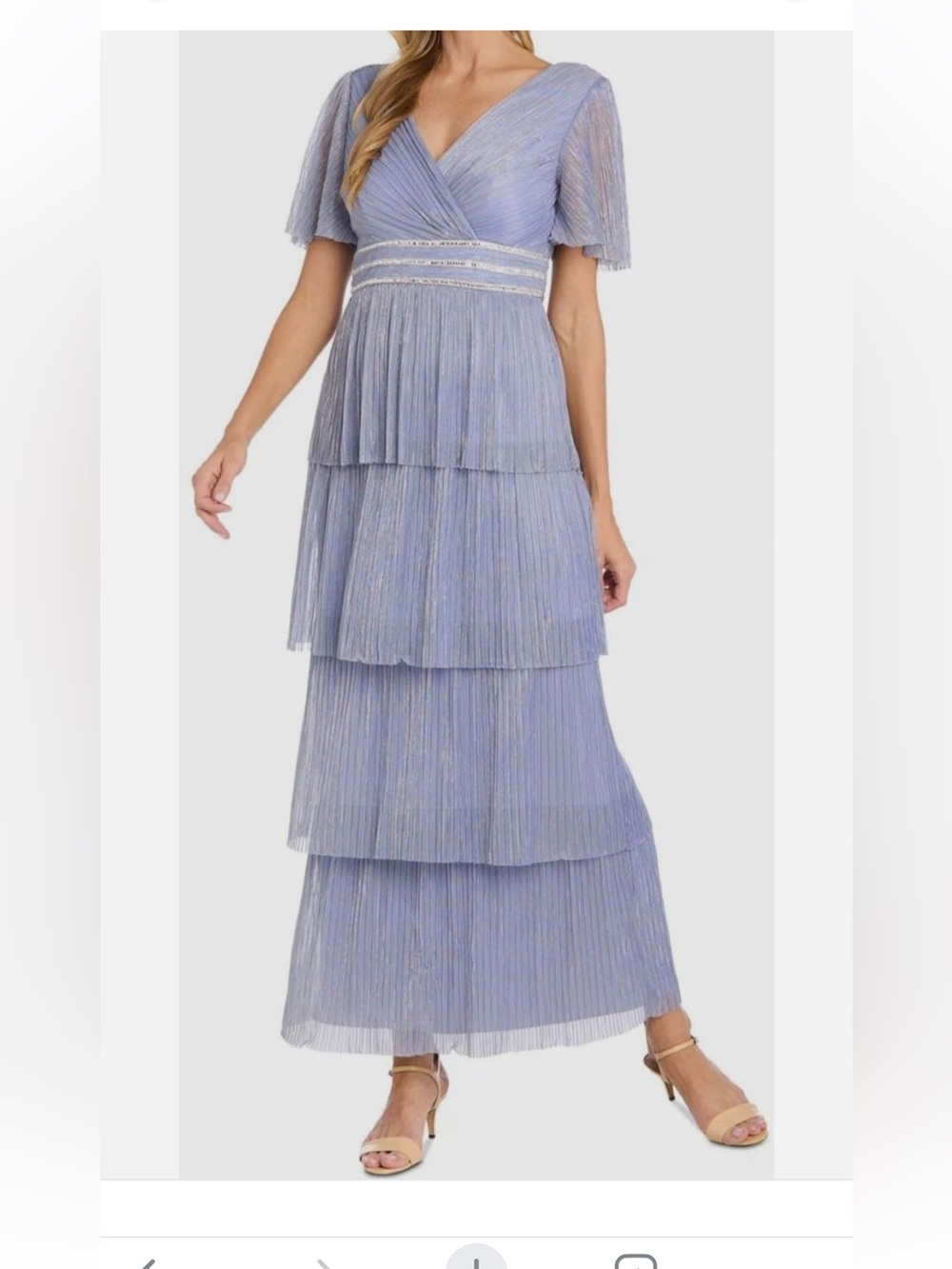 R&M Richards Women's Purple Tiered Rhinestone-Waist Pleated Gown Dress SZ 6 NWT